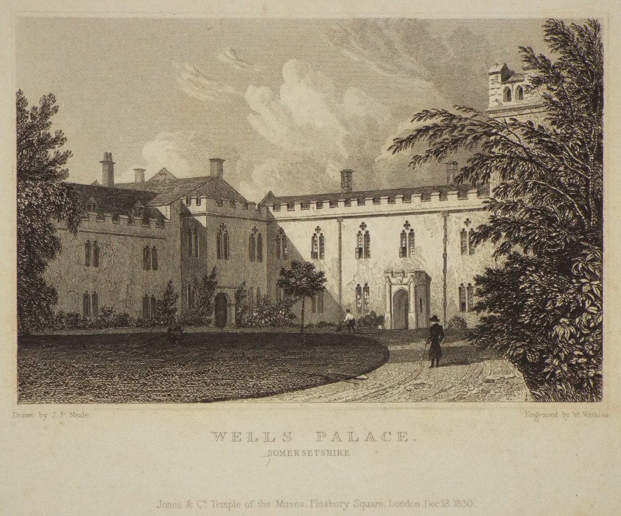 Print - Wells Palace, Somersetshire. - Watkins